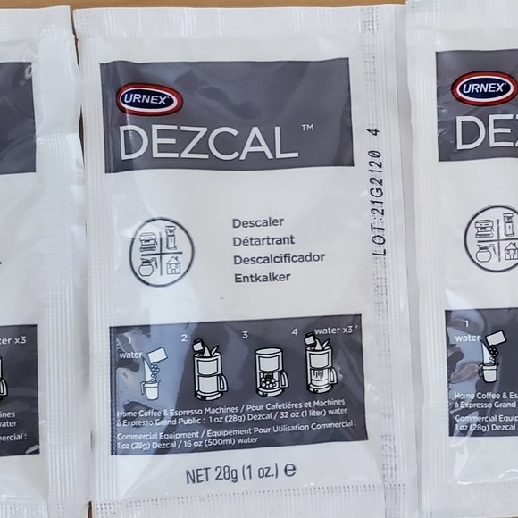 Descaler by Urnex Dezcal Cleaning Powder For Coffee Machines Set of 4 Each 1 Oz - Picture 3 of 4